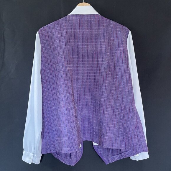 Allison Daley purple white vintage schoolgirl preppy button down top women's 16 - Picture 9 of 9